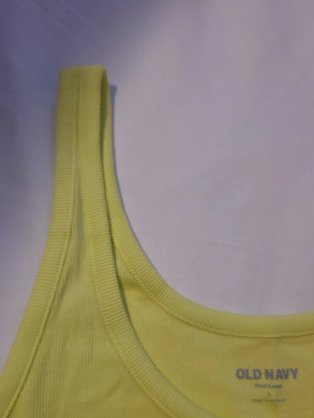❣️5 For $20❣️Old Navy Yellow-Lime Ribbed Scoop Tank Top - Picture 2 of 5